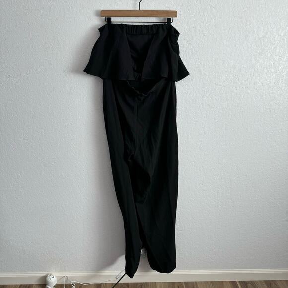 NEW NWT Francesca’s Luciana Strapless Elastic Back Wide Leg Jumpsuit Black L - Picture 8 of 13